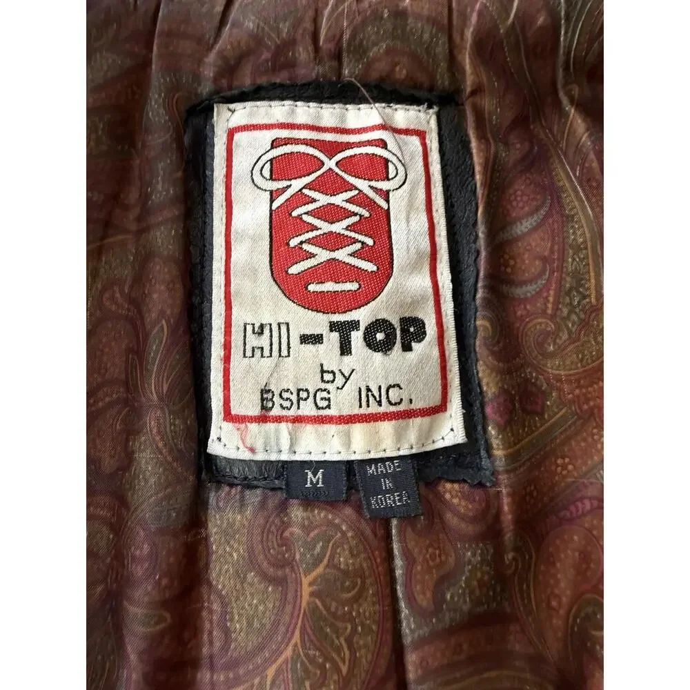 Vintage HI-TOP Black Leather Toggle Jacket Paisley Lined Men’s Medium